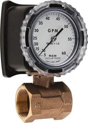 Made in USA - 1-1/2" NPT Port RCM Industries Flo-Gage Flowmeter - 180 Max psi, 5 to 60 GPM, Bronze - Americas Industrial Supply