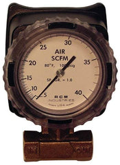 Made in USA - 1/2" NPT Port RCM Industries Flo-Gage Flowmeter - 180 Max psi, Bronze - Americas Industrial Supply