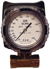 Made in USA - 3/4" NPT Port RCM Industries Flo-Gage Flowmeter - 180 Max psi, Bronze - Americas Industrial Supply