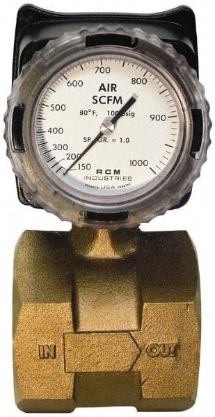 Made in USA - 3" NPT Port RCM Industries Flo-Gage Flowmeter - 180 Max psi, Bronze - Americas Industrial Supply