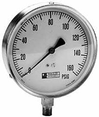 WGTC - 4-1/2" Dial, 1/4 Thread, 30-0-150 Scale Range, Pressure Gauge - Lower Connection Mount, Accurate to 1% of Scale - Americas Industrial Supply