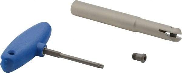 Iscar - 3/4" Cut Diam, 3/4" Shank Diam, 6" OAL, Indexable Ball Nose End Mill - 2.4" Head Length, Straight Shank, HCM D.75 Toolholder, HBF-QF, HBR-QF, HCD-QF, HCR Insert - Americas Industrial Supply