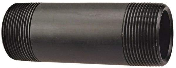 NIBCO - 1-1/4" Pipe, 4" Long Polypropylene Threaded Plastic Pipe Nipple - Schedule 80, Black - Americas Industrial Supply