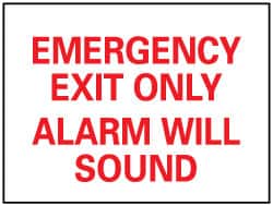 NMC - Emergency Exit Only Alarm Will Sound, Plastic Exit Sign - 14" Wide x 10" High - Americas Industrial Supply