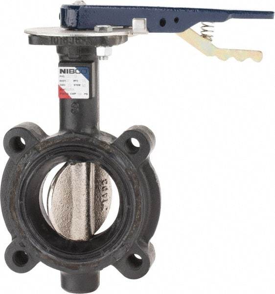 NIBCO - 3" Pipe, Lug Butterfly Valve - Lever Handle, Ductile Iron Body, Buna-N Seat, 250 WOG, Ductile Iron Disc, Stainless Steel Stem - Americas Industrial Supply