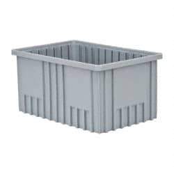 Quantum Storage - 75 Lb Load Capacity Gray Polypropylene Dividable Container - Stacking, 16-1/2" Long x 10.9" Wide x 8" High - Americas Industrial Supply