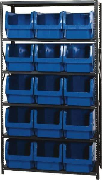 Quantum Storage - 15 Bin Large Hopper Front Bin Storage Units - 18 Inch Overall Depth x 75 Inch Overall Height, Yellow High Density Polyethylene Bins - Americas Industrial Supply