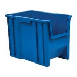 Quantum Storage - 75 Lb. Load Capacity, 17-1/2" Deep, Blue Polyethylene Hopper Stacking Bin - 12-1/2" High x 10-7/8" Wide x 17-1/2" Long - Americas Industrial Supply