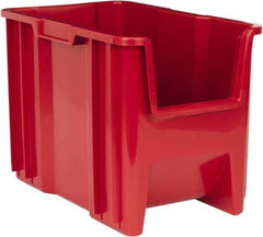 Quantum Storage - 75 Lb. Load Capacity, 17-1/2" Deep, Red Polyethylene Hopper Stacking Bin - 12-1/2" High x 10-7/8" Wide x 17-1/2" Long - Americas Industrial Supply