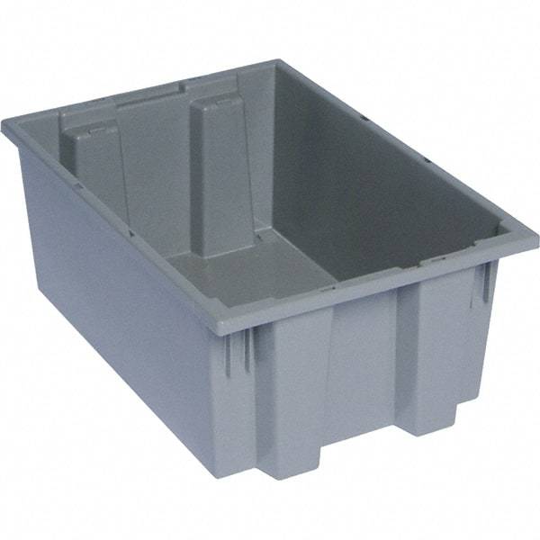 Quantum Storage - 75 Lb Load Capacity Gray Polyethylene Tote Container - Stacking, Nesting, 19-1/2" Long x 13-1/2" Wide x 8" High - Americas Industrial Supply