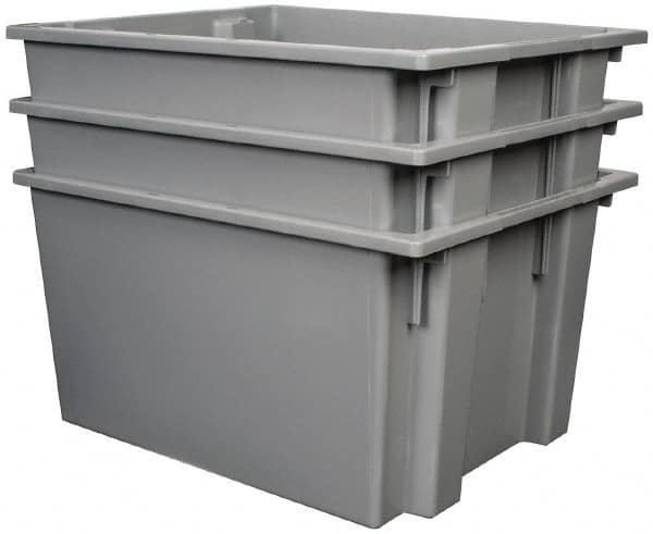 Quantum Storage - 100 Lb Load Capacity Gray Polyethylene Tote Container - Stacking, Nesting, 23-1/2" Long x 19-1/2" Wide x 13" High - Americas Industrial Supply