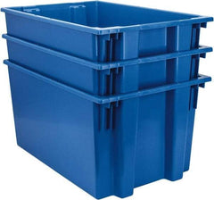 Quantum Storage - 100 Lb Load Capacity Blue Polyethylene Tote Container - Stacking, Nesting, 29-1/2" Long x 19-1/2" Wide x 15" High - Americas Industrial Supply