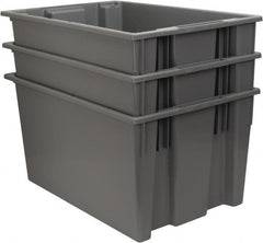 Quantum Storage - 100 Lb Load Capacity Gray Polyethylene Tote Container - Stacking, Nesting, 29-1/2" Long x 19-1/2" Wide x 15" High - Americas Industrial Supply