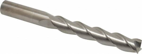 SGS - 5/8", 3-3/4" LOC, 5/8" Shank Diam, 6" OAL, 3 Flute, Solid Carbide Square End Mill - Single End, Uncoated, Spiral Flute, 38° Helix, Right Hand Cut, Right Hand Flute, Series 43 - Americas Industrial Supply