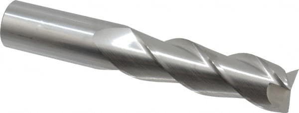 SGS - 1", 3-1/4" LOC, 1" Shank Diam, 6" OAL, 3 Flute, Solid Carbide Square End Mill - Single End, Uncoated, Spiral Flute, 38° Helix, Right Hand Cut, Right Hand Flute, Series 43 - Americas Industrial Supply