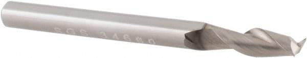 SGS - 3/16", 9/16" LOC, 3/16" Shank Diam, 2" OAL, 2 Flute, Solid Carbide Square End Mill - Single End, TiB2 Finish, Spiral Flute, 35° Helix, Centercutting, Right Hand Cut, Right Hand Flute, Series 47 - Americas Industrial Supply