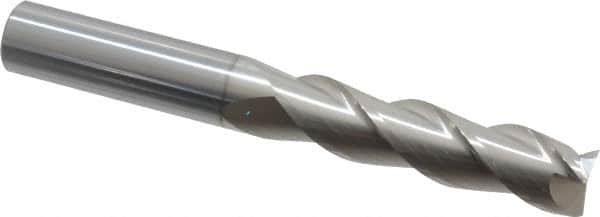 SGS - 5/8", 2-1/2" LOC, 5/8" Shank Diam, 5" OAL, 3 Flute, Solid Carbide Square End Mill - Single End, TiB2 Finish, Spiral Flute, 38° Helix, Right Hand Cut, Right Hand Flute, Series 43 - Americas Industrial Supply