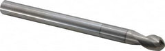 SGS - 1/2" Diam, 5/8" LOC, 2 Flute Solid Carbide Ball End Mill - TiB2 Finish, Single End, 6" OAL, 1/2" Shank Diam, Spiral Flute - Americas Industrial Supply