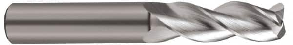 SGS - 3/8", 3 Flute, Single End, Solid Carbide, 0.03" Corner Radius End Mill - 2-1/2" OAL, 38° Helix, Right Hand Flute, 1" LOC, Right Hand Cut - Americas Industrial Supply