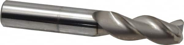 SGS - 1/2", 3 Flute, Single End, Solid Carbide, 0.09" Corner Radius End Mill - 3-1/4" OAL, 38° Helix, Right Hand Flute, 1-1/4" LOC, Right Hand Cut - Americas Industrial Supply