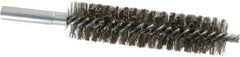 Schaefer Brush - 4" Brush Length, 1" Diam, Double Stem, Double Spiral Tube Brush - 6" Long, Stainless Steel, 12-24 Female Connection - Americas Industrial Supply