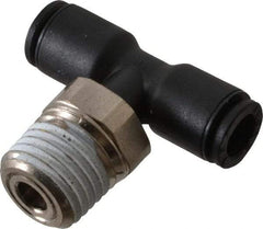 Legris - 6mm OD, 1/4 NPT, Nylon/Nickel Plated Brass Push-to-Connect Male Branch Tee - 290 Max psi, Black - Americas Industrial Supply