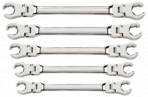 GearWrench - 5 Piece, 1/4" x 5/16" to 3/4" x 7/8", 6 Point Flare Nut Wrench Set - Inch Measurement Standard, Full Polish Finish - Americas Industrial Supply