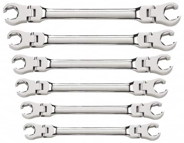 GearWrench - 6 Piece, 9mm x 11mm to 19mm x 21mm, 6 Point Flare Nut Wrench Set - Metric Measurement Standard, Full Polish Finish - Americas Industrial Supply