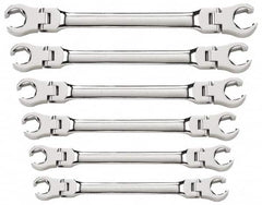 GearWrench - 6 Piece, 9mm x 11mm to 19mm x 21mm, 6 Point Flare Nut Wrench Set - Metric Measurement Standard, Full Polish Finish - Americas Industrial Supply