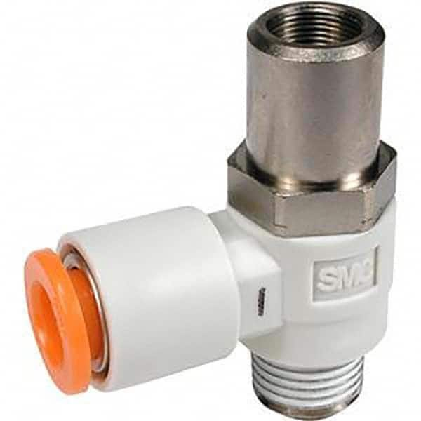 SMC PNEUMATICS - Speed & Flow Control Valves Valve Type: Flow Control Elbow Male Thread Size: 1/8 NPT - Americas Industrial Supply