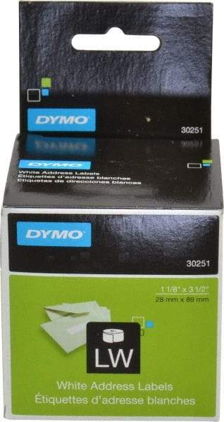 Dymo - 3-1/2" Long, White Die Cut Paper with Semi Perm. Adhesive Shipping Label - For DYMO LabelWriter Printers - Americas Industrial Supply