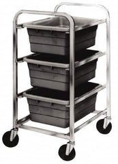 Quantum Storage - 3 Bin Cross Stack Tub Rack - 19 Inch Overall Width x 27 Inch Overall Depth x 41 Inch Overall Height, Gray High Impact Polyethylene Bins - Americas Industrial Supply