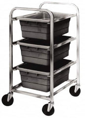 Quantum Storage - 3 Bin Cross Stack Tub Rack - 19 Inch Overall Width x 27 Inch Overall Depth x 41 Inch Overall Height, White High Impact Polyethylene Bins - Americas Industrial Supply