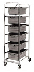 Quantum Storage - 6 Bin Cross Stack Tub Rack - 19 Inch Overall Width x 27 Inch Overall Depth x 71 Inch Overall Height, Blue High Impact Polyethylene Bins - Americas Industrial Supply