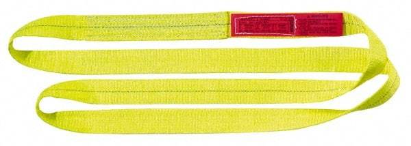 Lift-All - 20' Long x 2" Wide, 12,200 Lb Vertical Capacity, 2 Ply, Polyester Web Sling - 9,800 Lb Choker Capacity, Yellow - Americas Industrial Supply