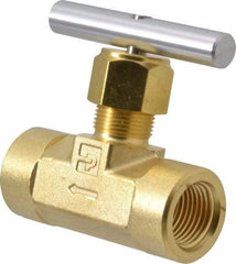 Parker - 3,000 Max psi, 1/2" Pipe, Brass, Inline Instrumentation Needle Valve - FNPT x FNPT End Connections - Americas Industrial Supply