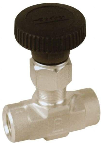 Parker - 5,000 Max psi, 1/8" Pipe, 316 Grade Stainless Steel, Inline Instrumentation Needle Valve - FNPT x FNPT End Connections - Americas Industrial Supply