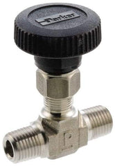 Parker - 5,000 Max psi, 3/8" Pipe, 316 Grade Stainless Steel, Inline Instrumentation Needle Valve - MNPT x MNPT End Connections - Americas Industrial Supply