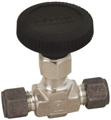 Parker - 5,000 Max psi, 1/8" Pipe, 316 Grade Stainless Steel, Inline Instrumentation Needle Valve - Compression x Compression CPI End Connections - Americas Industrial Supply