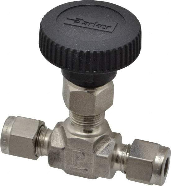 Parker - 5,000 Max psi, 1/4" Pipe, 316 Grade Stainless Steel, Inline Instrumentation Needle Valve - Americas Industrial Supply