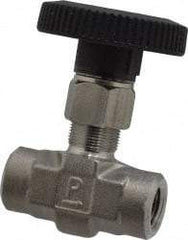 Parker - 5,000 Max psi, 1/4" Pipe, 316 Grade Stainless Steel, Inline Instrumentation Needle Valve - FNPT x FNPT End Connections - Americas Industrial Supply