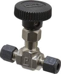 Parker - 5,000 Max psi, 1/4" Pipe, 316 Grade Stainless Steel, Inline Instrumentation Needle Valve - Compression x Compression CPI End Connections - Americas Industrial Supply