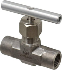 Parker - 5,000 Max psi, 3/8" Pipe, 316 Grade Stainless Steel, Inline Instrumentation Needle Valve - FNPT x FNPT End Connections - Americas Industrial Supply