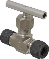 Parker - 5,000 Max psi, 1/2" Pipe, 316 Grade Stainless Steel, Inline Instrumentation Needle Valve - Compression x Compression CPI End Connections - Americas Industrial Supply