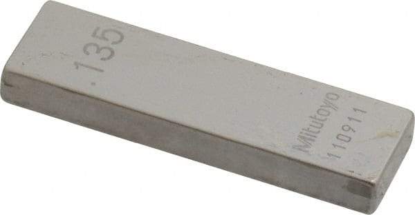 Mitutoyo - 0.135" Rectangular Steel Gage Block - Accuracy Grade 0, Includes Certificate of Inspection - Americas Industrial Supply