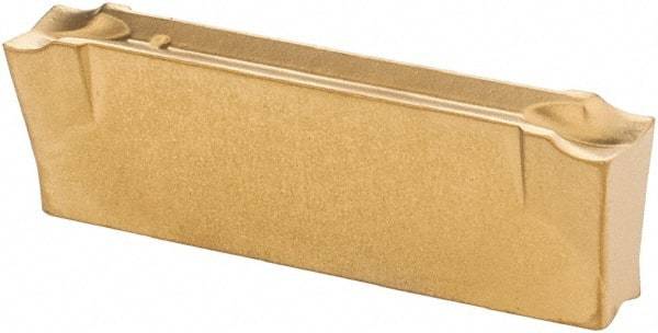 Iscar - DGN J IC1028 Grade, 0.122" Cutting Width, Carbide Cutoff Insert - 0° Neutral Lead Angle, 0.0079" Cnr Rad, TiAlN/TiN Coated, Double End - Americas Industrial Supply