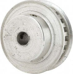 Power Drive - 22 Tooth, 1/4" Inside x 1.381" Outside Diam, Hub & Flange Timing Belt Pulley - 1/4" Belt Width, 1.401" Pitch Diam, 0.438" Face Width, Aluminum - Americas Industrial Supply
