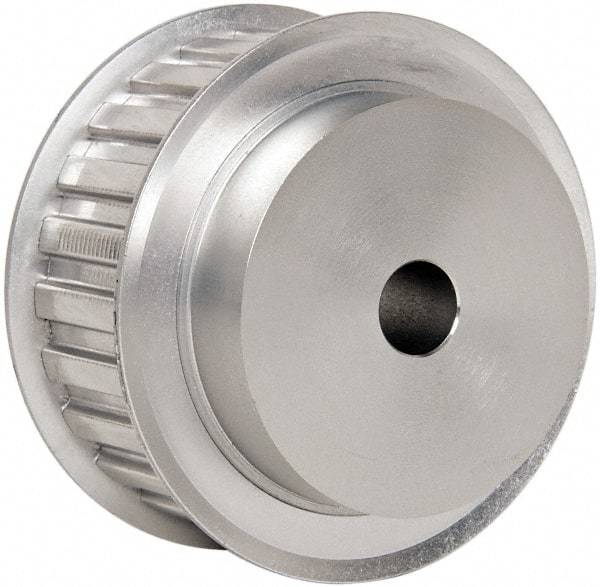 Power Drive - 24 Tooth, 1/2" Inside x 2.835" Outside Diam, Hub & Flange Timing Belt Pulley - 1" Belt Width, 2.865" Pitch Diam, 1-1/4" Face Width, Aluminum - Americas Industrial Supply