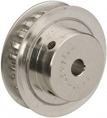 Power Drive - 24 Tooth, 1/4" Inside x 1.508" Outside Diam, Hub & Flange Timing Belt Pulley - 1/4" Belt Width, 1.528" Pitch Diam, 0.438" Face Width, Aluminum - Americas Industrial Supply