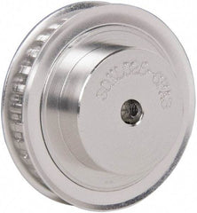 Power Drive - 30 Tooth, 1/4" Inside x 1.89" Outside Diam, Hub & Flange Timing Belt Pulley - 1/4" Belt Width, 1.91" Pitch Diam, 0.438" Face Width, Aluminum - Americas Industrial Supply